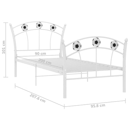 Bedframe Met Voetbaldesign Metaal 90X200 Cm Wit