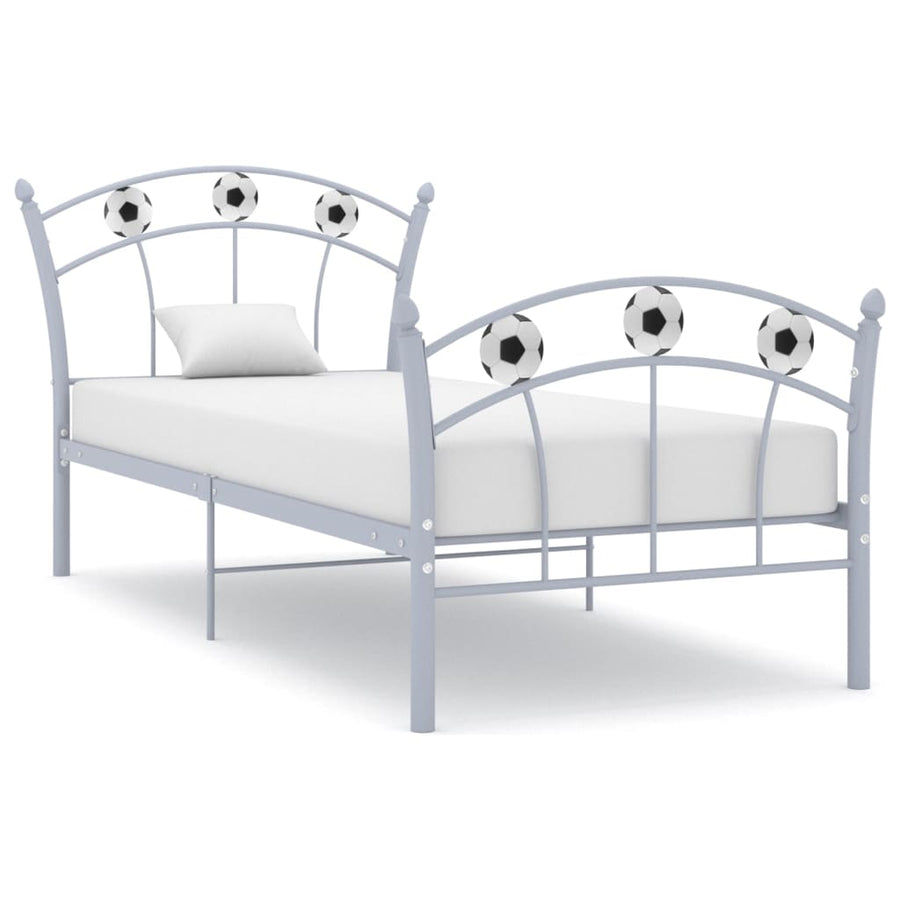 Bedframe Met Voetbaldesign Metaal 90X200 Cm Grijs