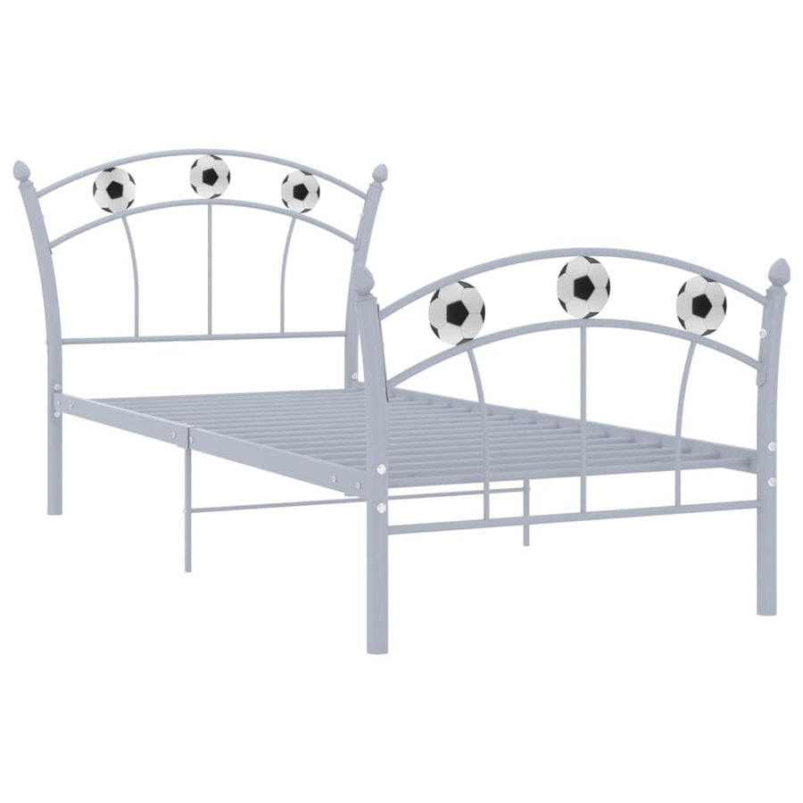 Bedframe Met Voetbaldesign Metaal 90X200 Cm Grijs