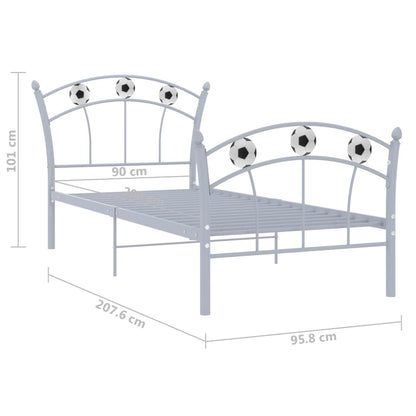 Bedframe met voetbaldesign metaal grijs 90x200 cm Grijs