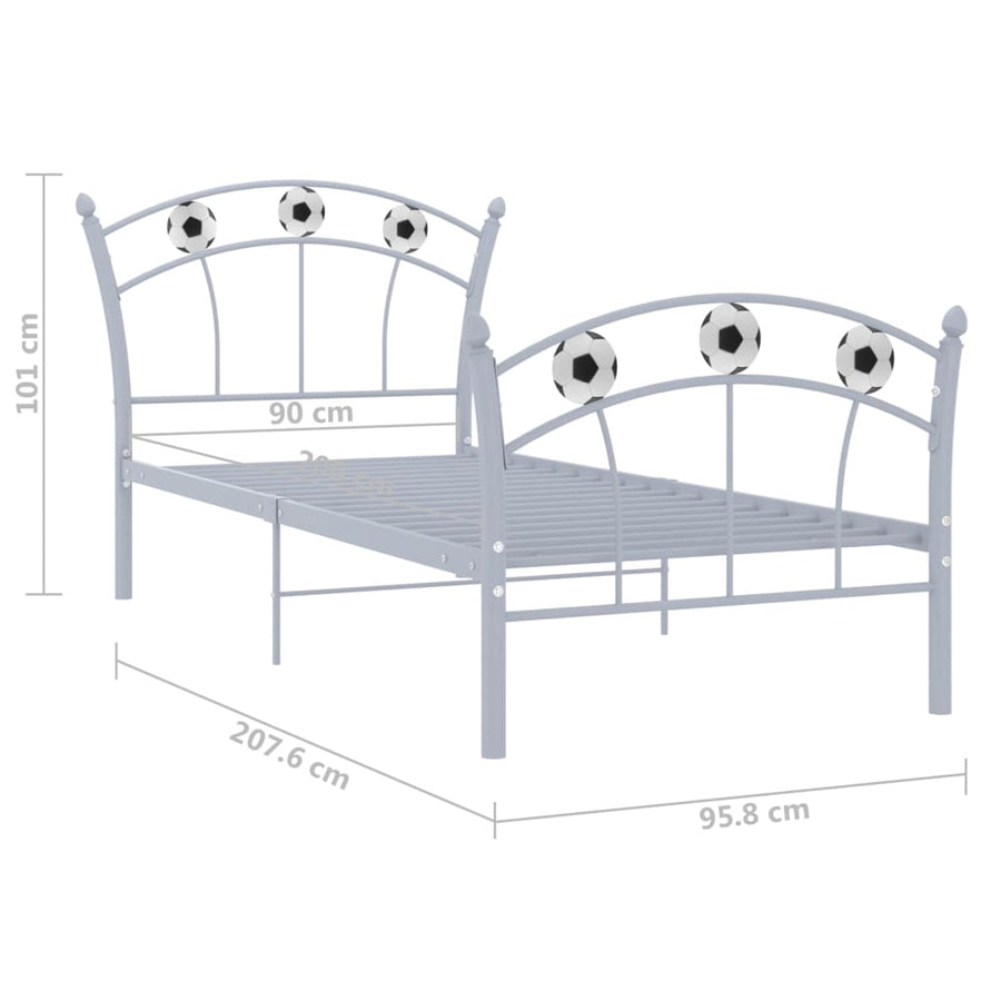 Bedframe Met Voetbaldesign Metaal 90X200 Cm Grijs