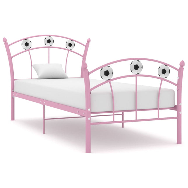 Bedframe Met Voetbaldesign Metaal 90X200 Cm Roze