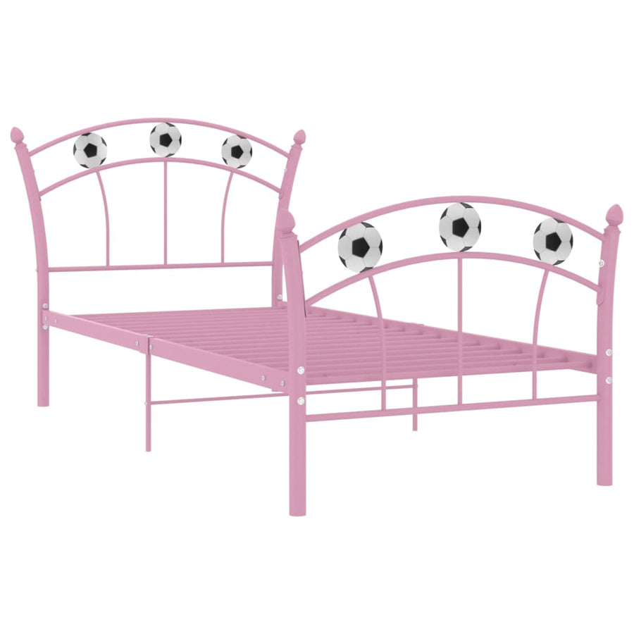 Bedframe Met Voetbaldesign Metaal 90X200 Cm Roze