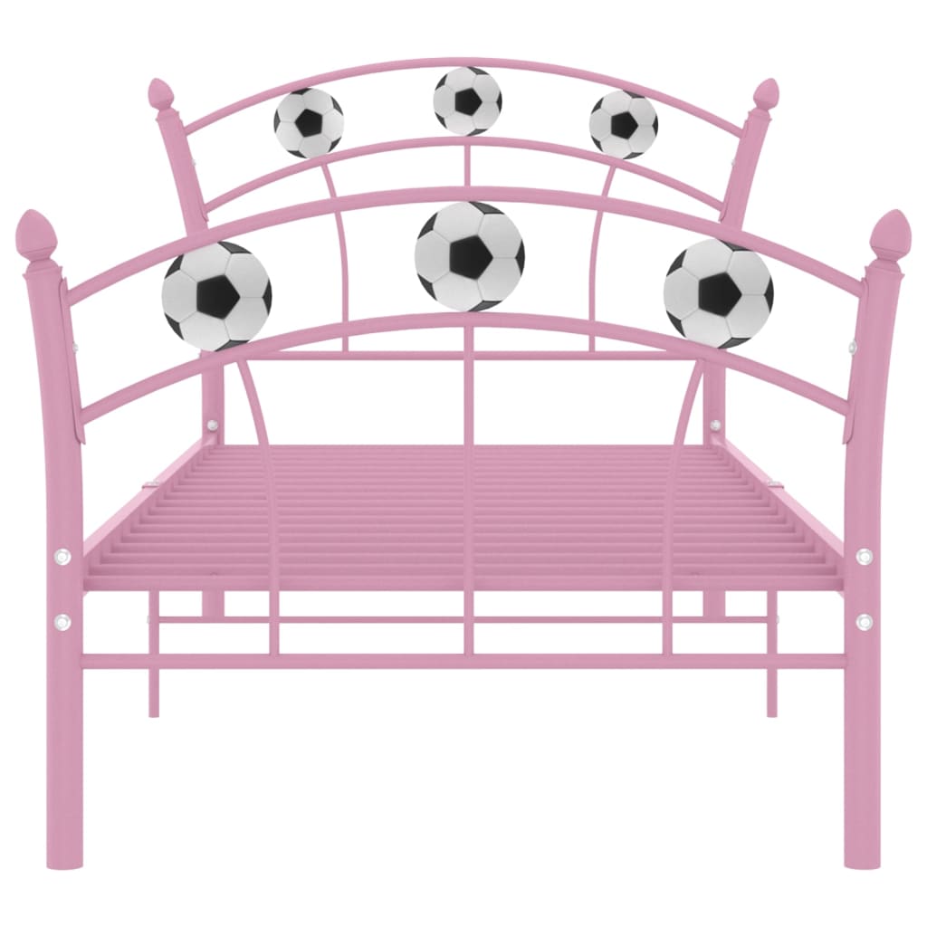 Bedframe Met Voetbaldesign Metaal 90X200 Cm Roze