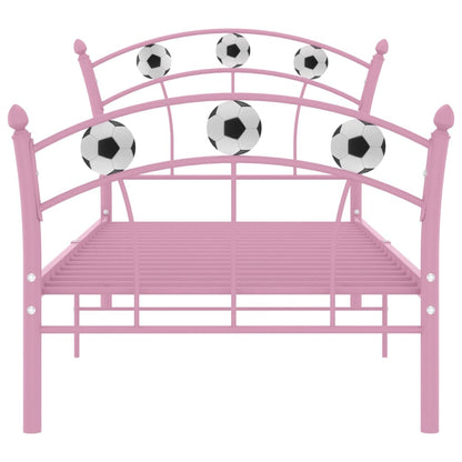 Bedframe Met Voetbaldesign Metaal 90X200 Cm Roze