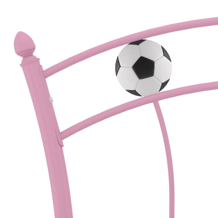 Bedframe Met Voetbaldesign Metaal 90X200 Cm Roze