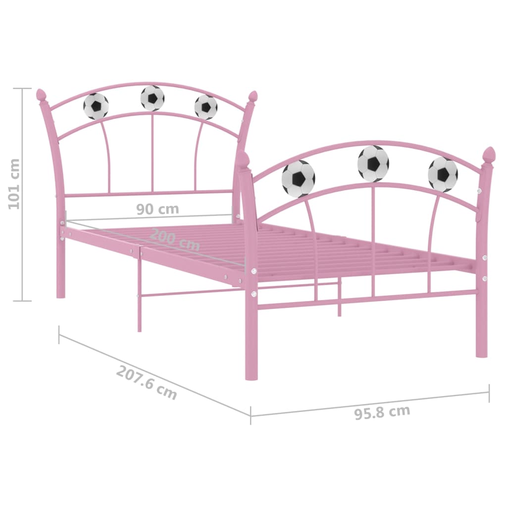 Bedframe Met Voetbaldesign Metaal 90X200 Cm Roze