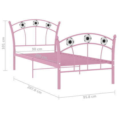 Bedframe Met Voetbaldesign Metaal 90X200 Cm Roze