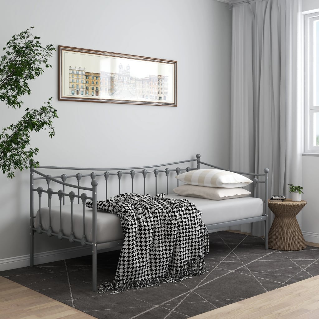 Slaapbankframe Metaal 90X200 Cm Grijs