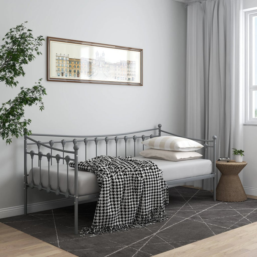 Slaapbankframe Metaal 90X200 Cm Grijs