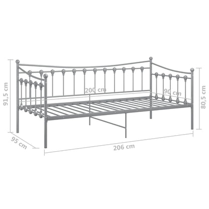 Slaapbankframe Metaal 90X200 Cm Grijs