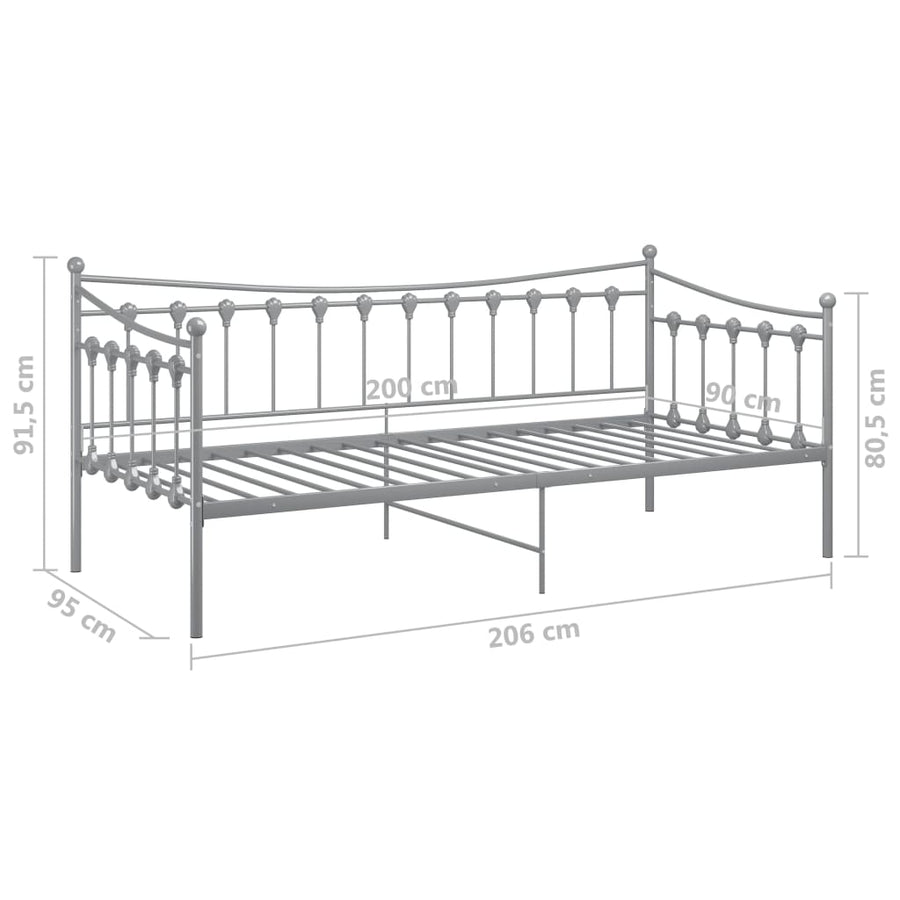 Slaapbankframe Metaal 90X200 Cm Grijs