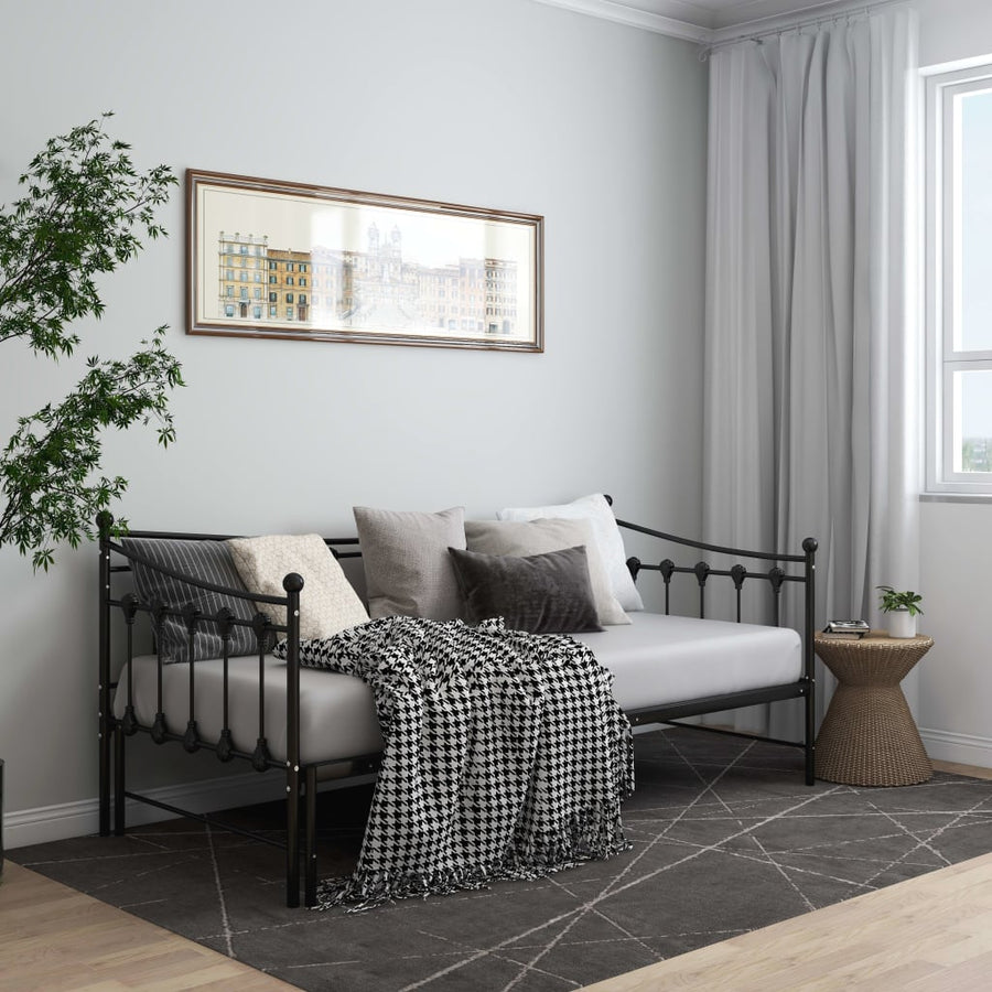Slaapbankframe Uittrekbaar Metaal 90X200 Cm Zwart