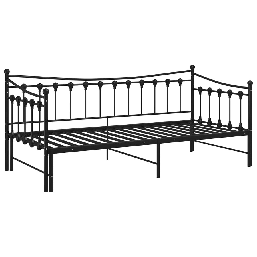 Slaapbankframe Uittrekbaar Metaal 90X200 Cm Zwart