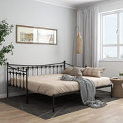 Slaapbank metaal zwart 90x200 cm uittrekbaar
