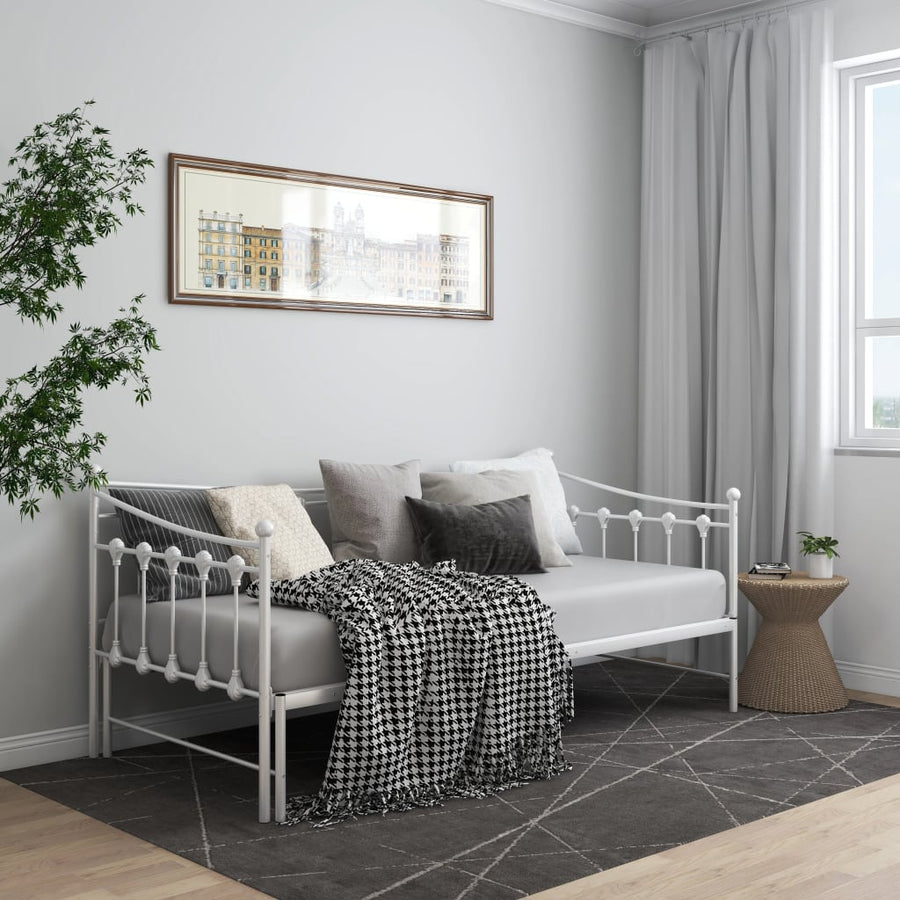 Slaapbankframe Uittrekbaar Metaal 90X200 Cm Wit