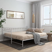 Slaapbank uittrekbaar metaal 90x200 cm wit