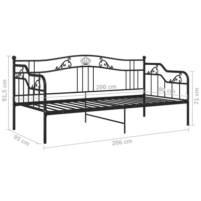 Slaapbankframe Metaal 90X200 Cm Zwart