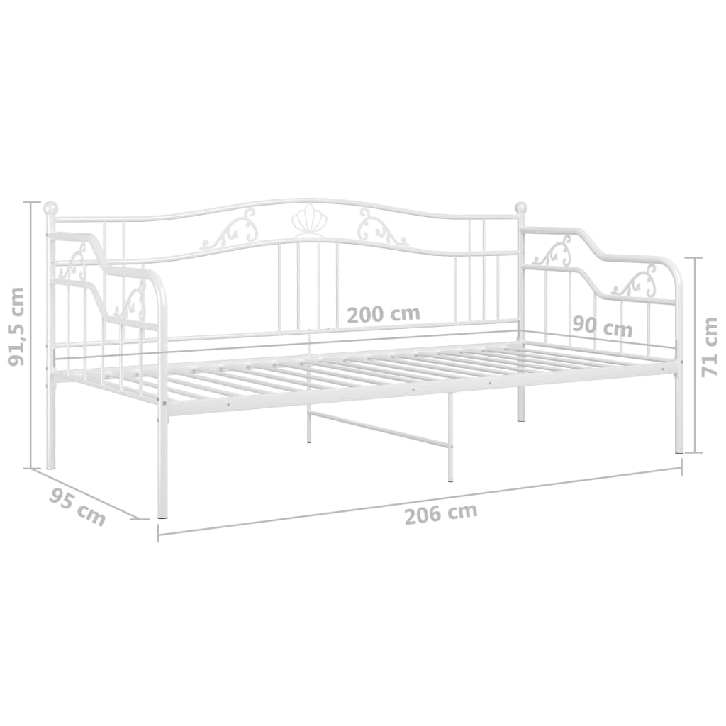 Slaapbankframe Metaal 90X200 Cm Wit