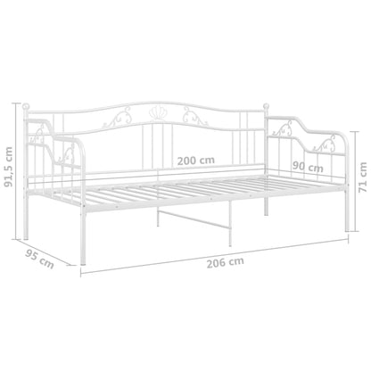Slaapbankframe Metaal 90X200 Cm Wit