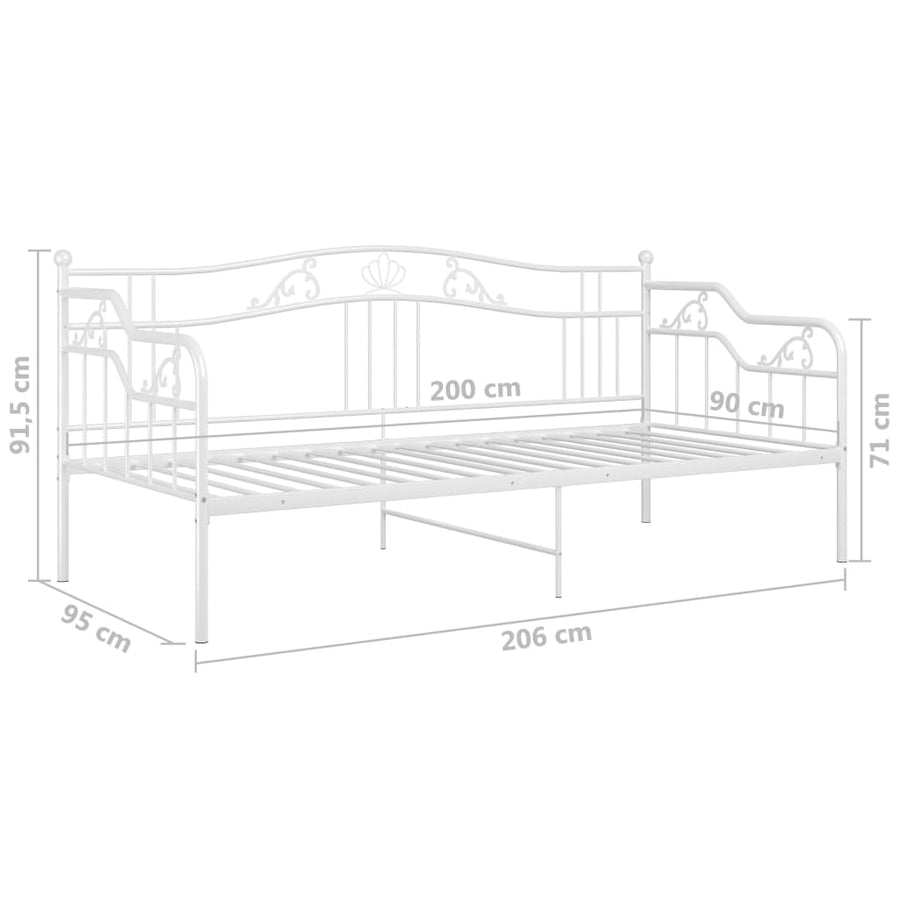 Slaapbankframe Metaal 90X200 Cm Wit
