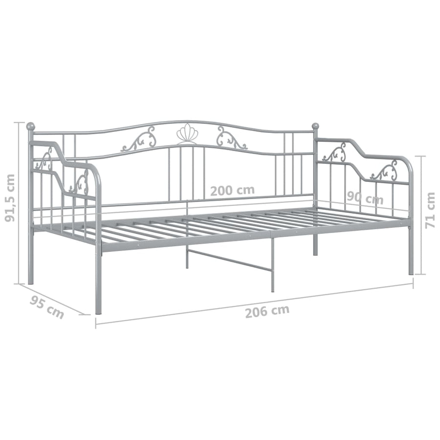 Slaapbankframe Metaal 90X200 Cm Grijs