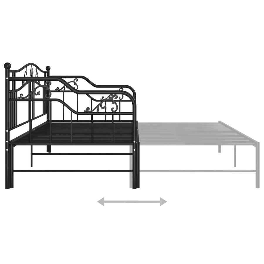 Slaapbankframe Uittrekbaar Metaal 90X200 Cm Zwart