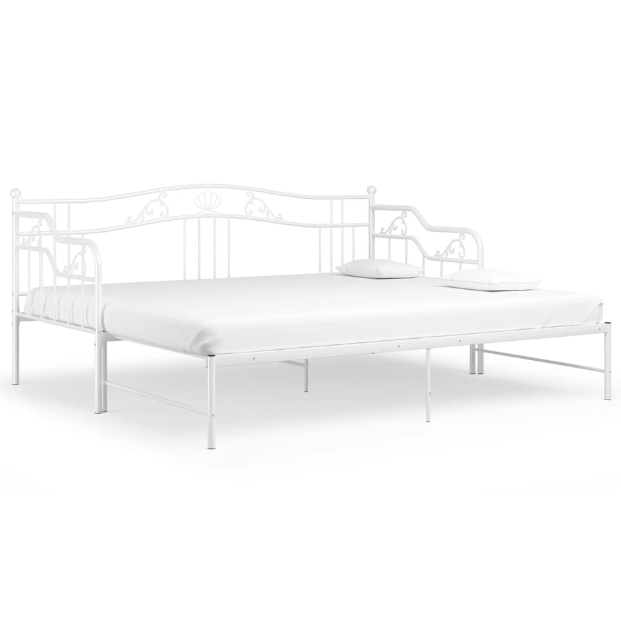 Slaapbankframe Uittrekbaar Metaal 90X200 Cm Wit