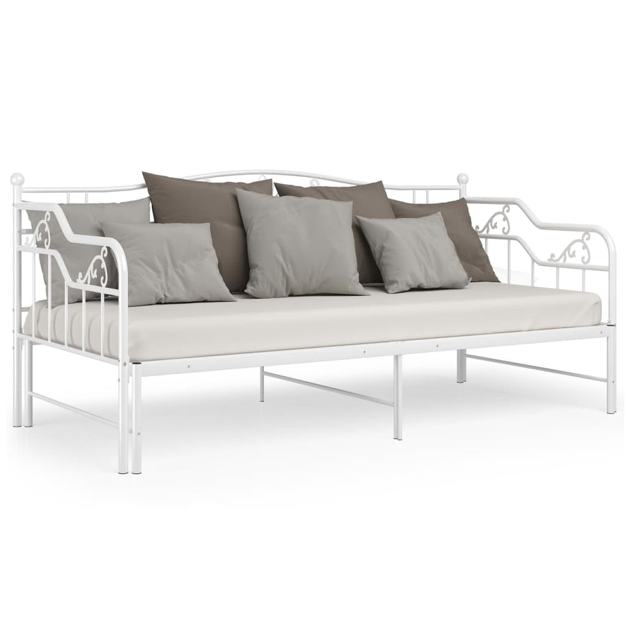 Slaapbankframe Uittrekbaar Metaal 90X200 Cm Wit