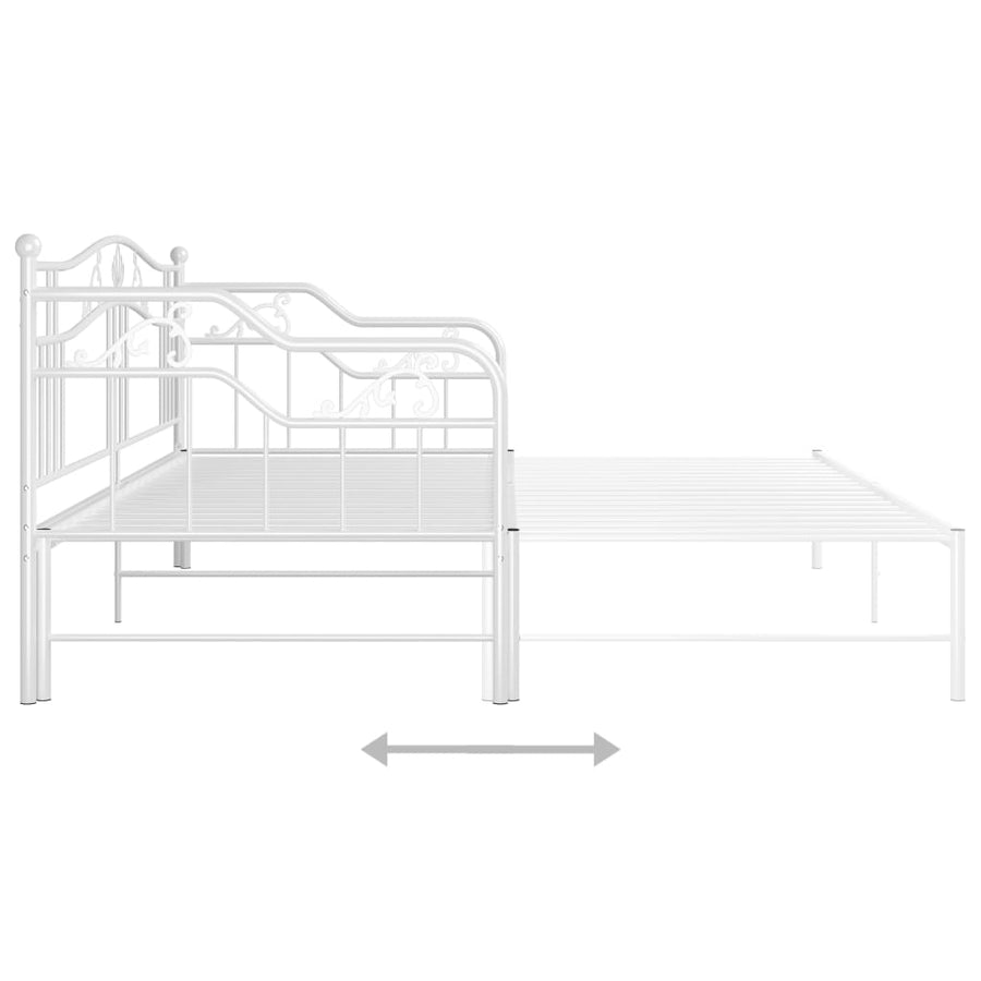 Slaapbankframe Uittrekbaar Metaal 90X200 Cm Wit