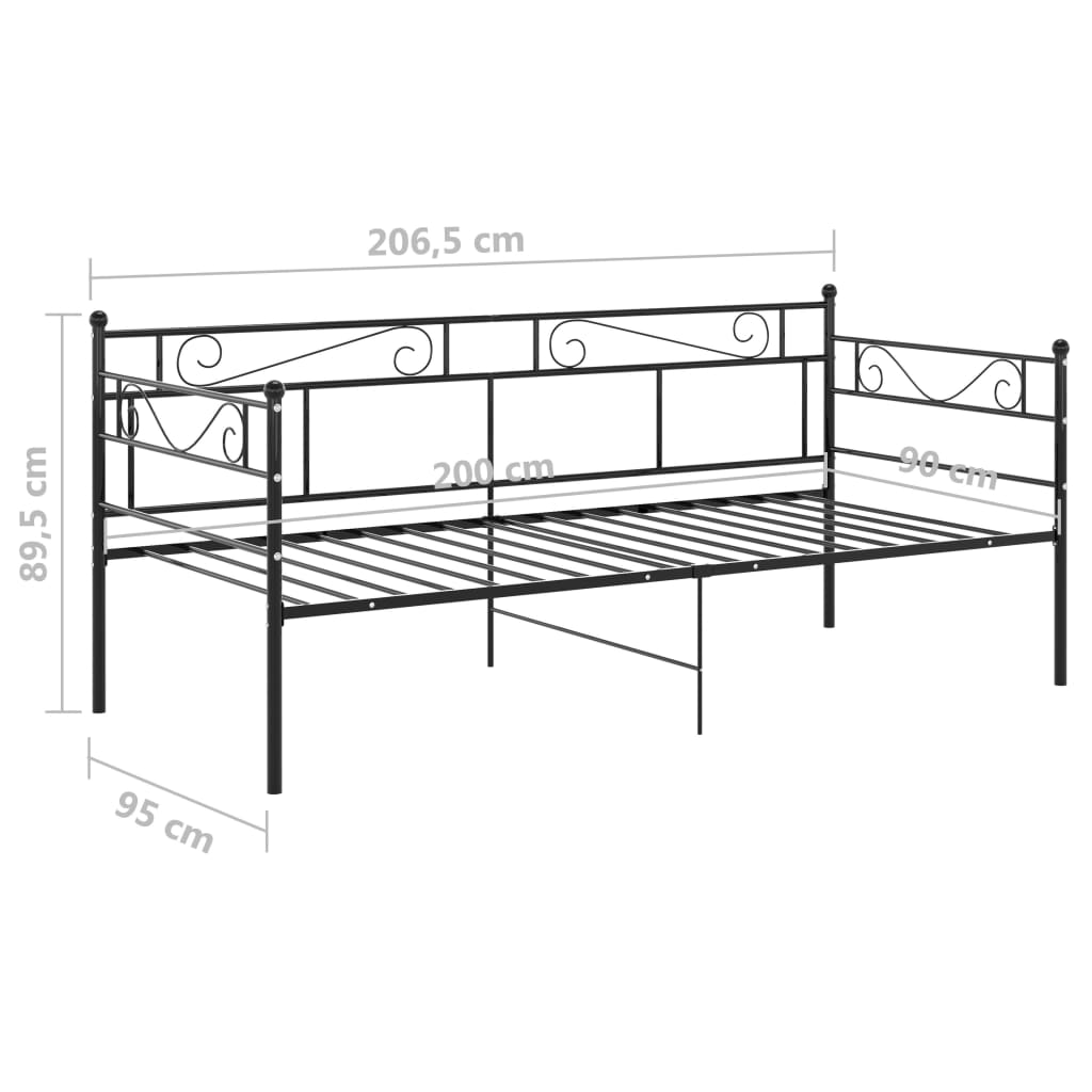 Slaapbankframe Metaal 90X200 Cm Zwart