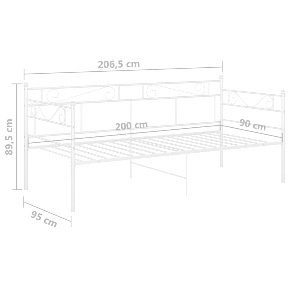 Slaapbankframe Metaal 90X200 Cm Wit