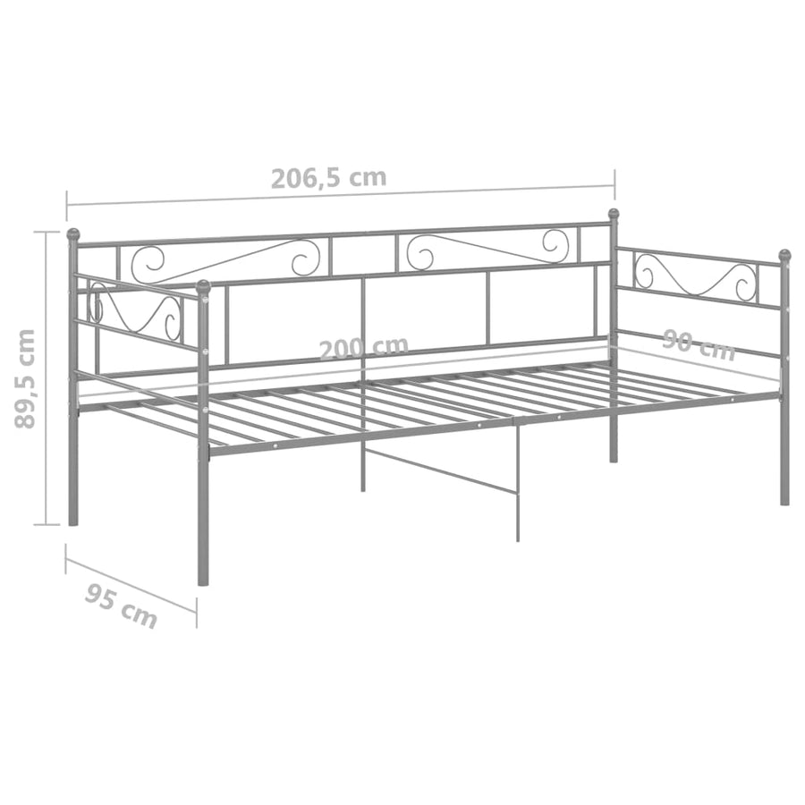 Slaapbank Metaal 90X200 Cm Grijs