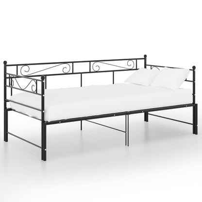 Slaapbankframe Uittrekbaar Metaal 90X200 Cm Zwart