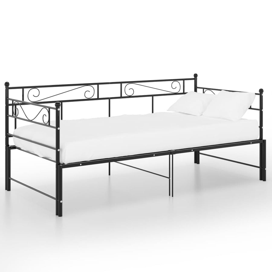 Slaapbankframe Uittrekbaar Metaal 90X200 Cm Zwart