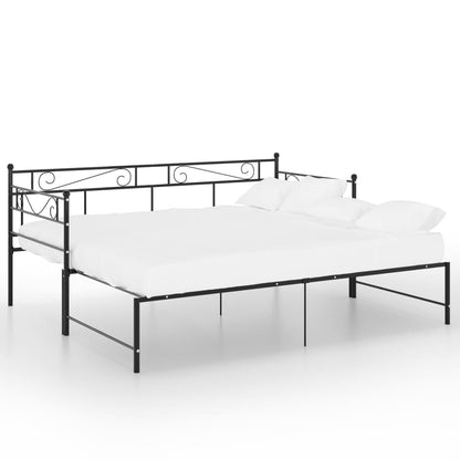 Slaapbankframe Uittrekbaar Metaal 90X200 Cm Zwart
