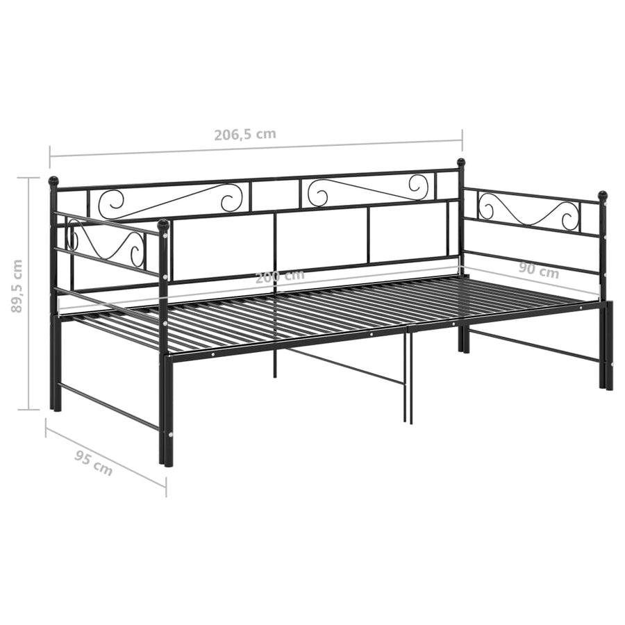 Slaapbankframe Uittrekbaar Metaal 90X200 Cm Zwart