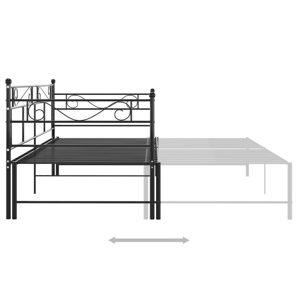 Slaapbankframe Uittrekbaar Metaal 90X200 Cm Zwart