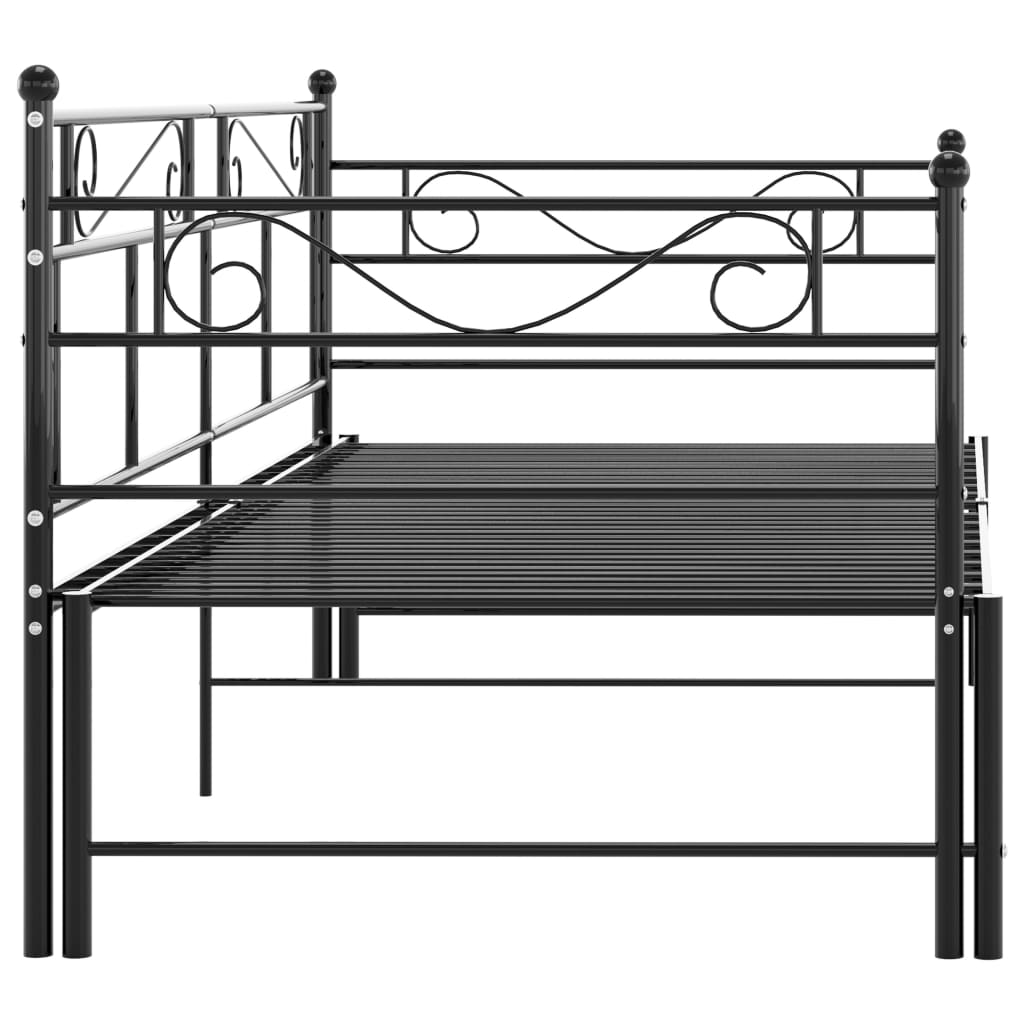 Slaapbankframe Uittrekbaar Metaal 90X200 Cm Zwart