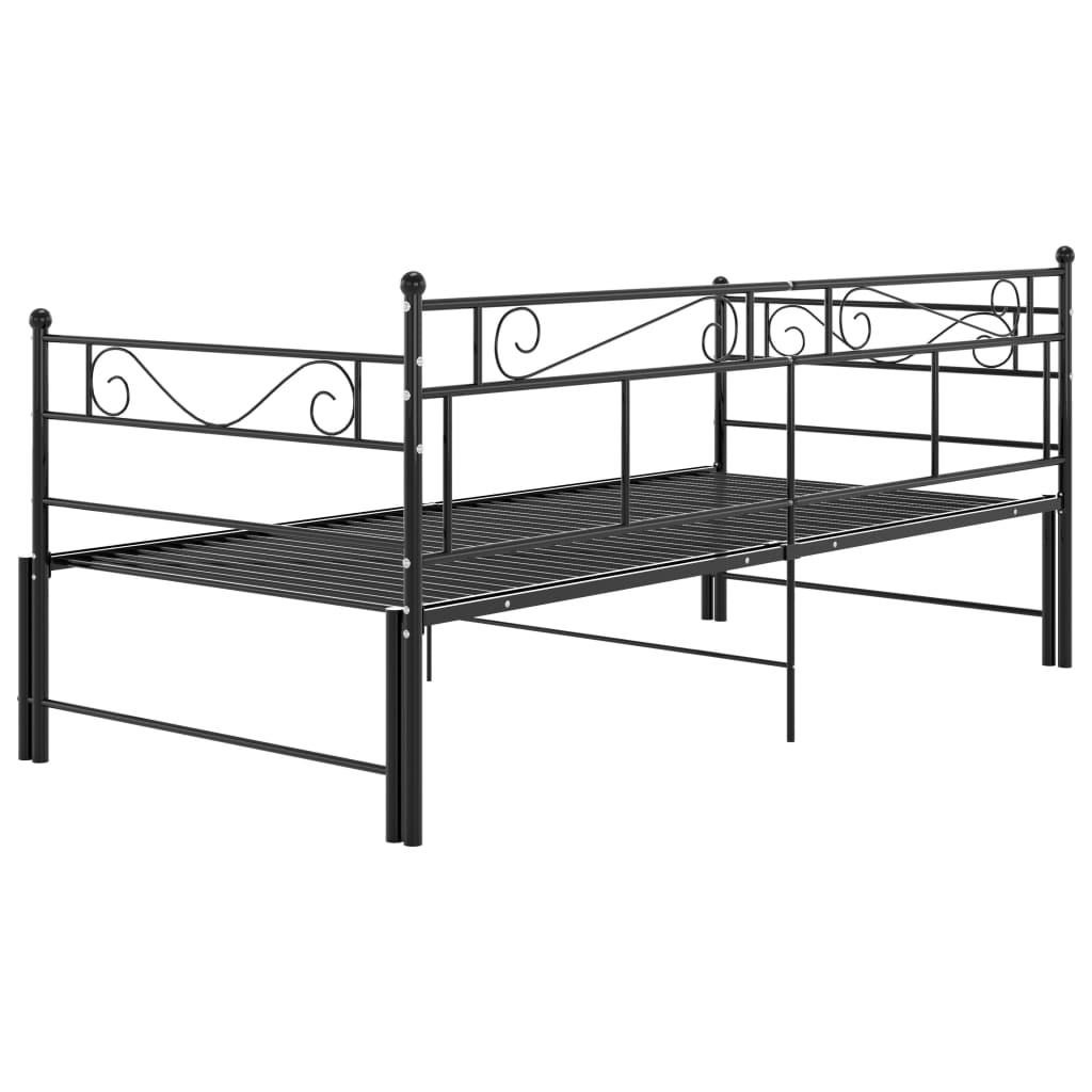 Slaapbankframe Uittrekbaar Metaal 90X200 Cm Zwart