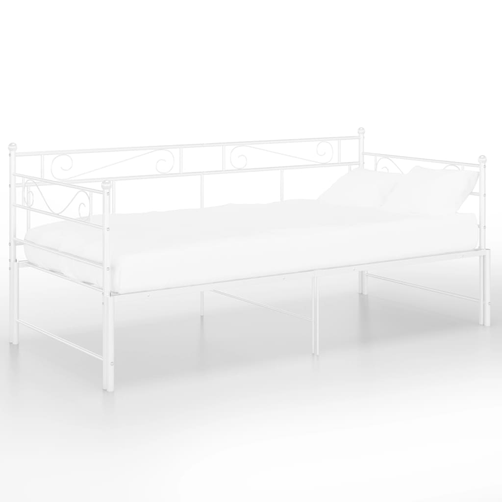 Slaapbankframe Uittrekbaar Metaal 90X200 Cm Wit