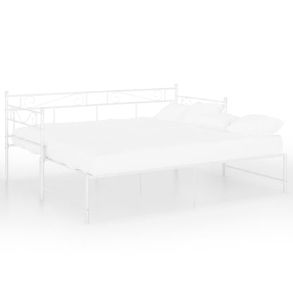 Slaapbankframe Uittrekbaar Metaal 90X200 Cm Wit