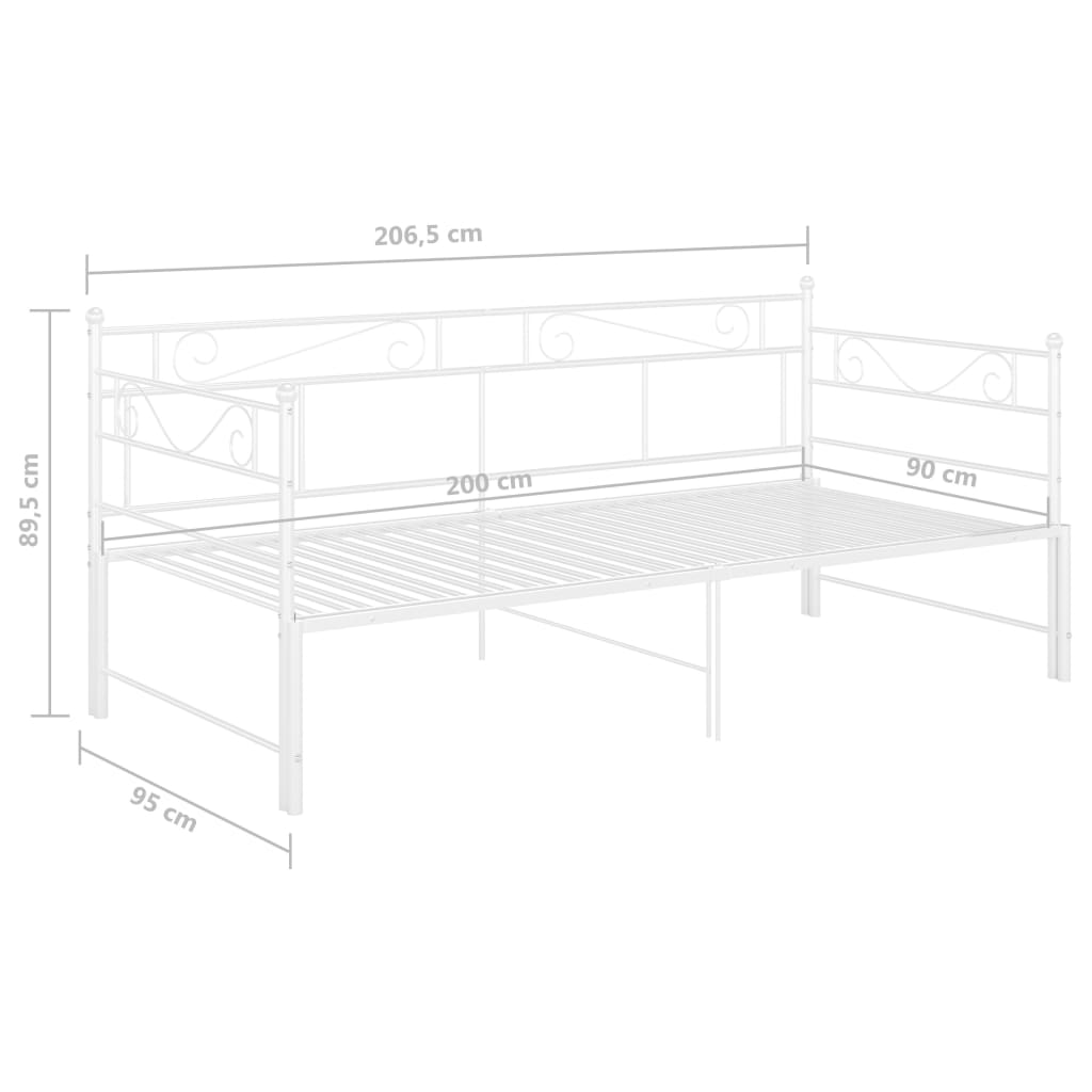 Slaapbankframe Uittrekbaar Metaal 90X200 Cm Wit
