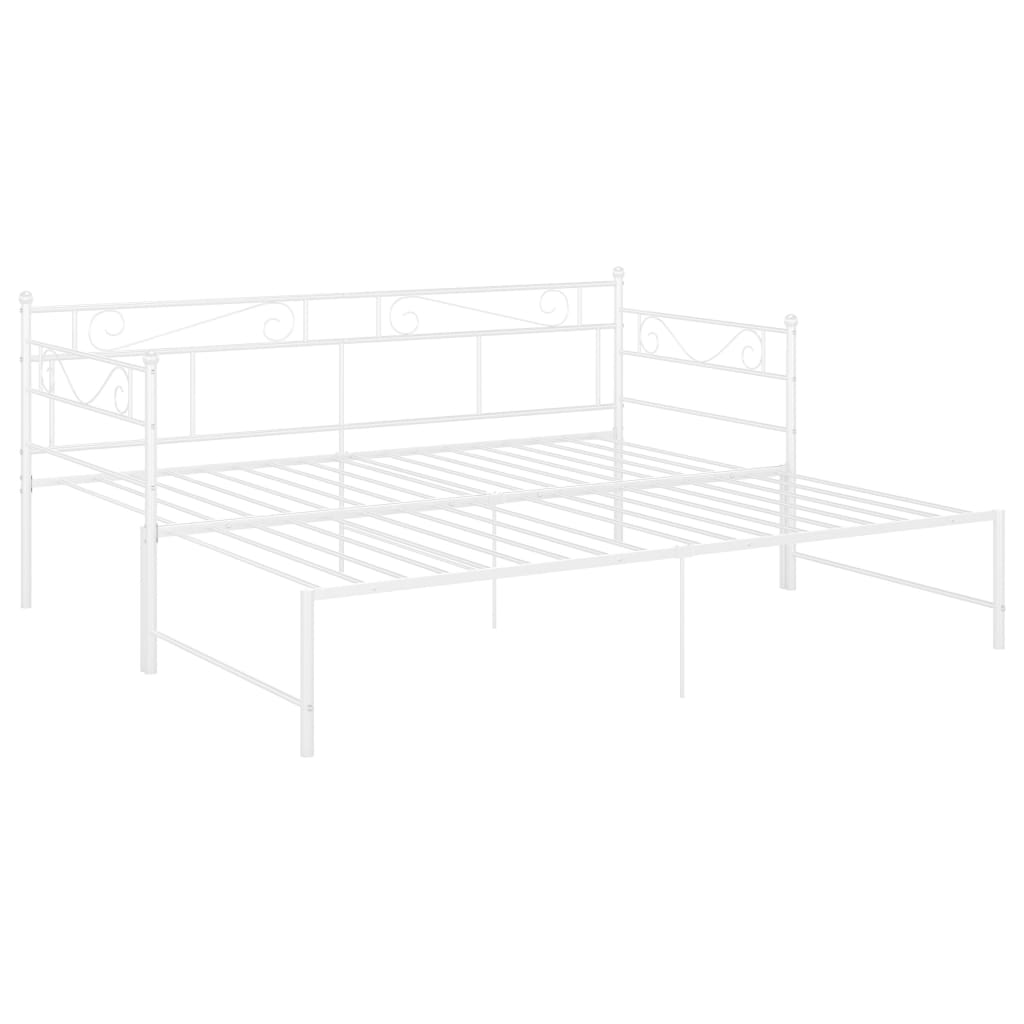 Slaapbankframe Uittrekbaar Metaal 90X200 Cm Wit