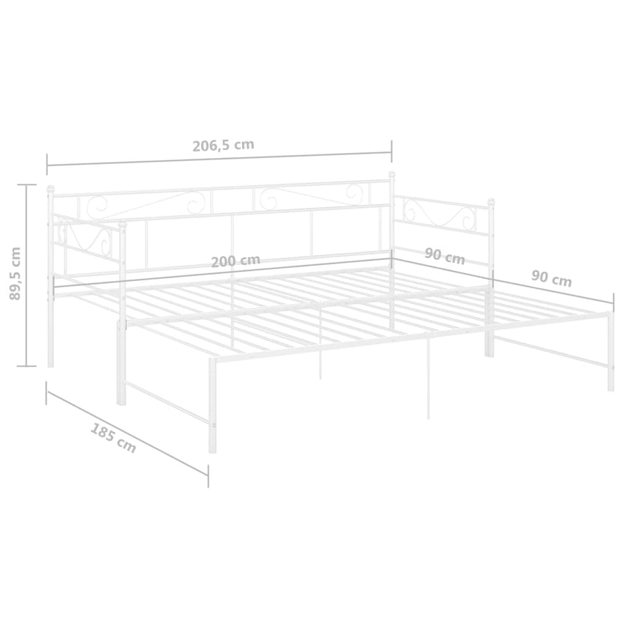 Slaapbankframe Uittrekbaar Metaal 90X200 Cm Wit