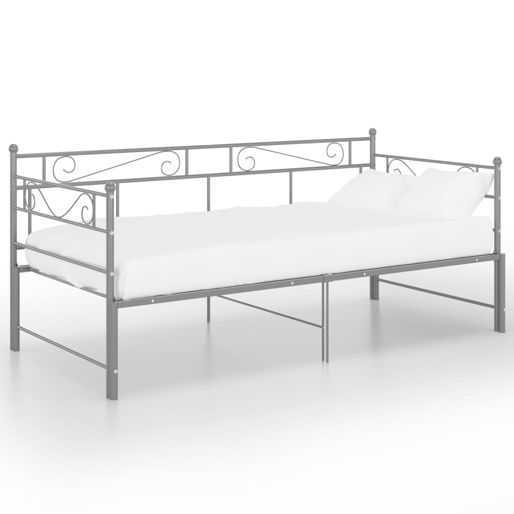 Slaapbankframe Uittrekbaar Metaal 90X200 Cm Grijs