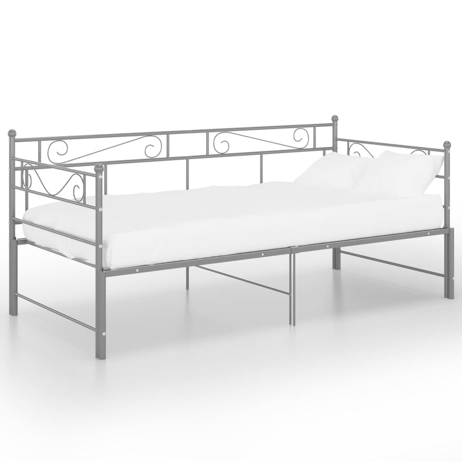 Slaapbankframe Uittrekbaar Metaal 90X200 Cm Grijs