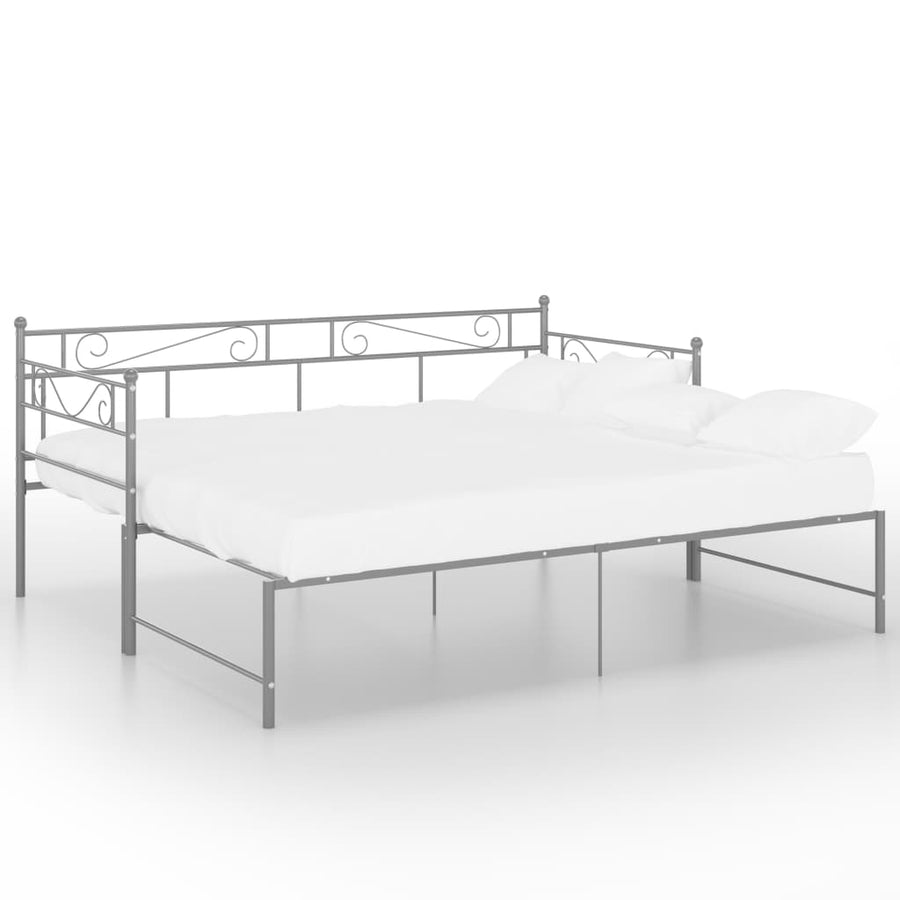 Slaapbankframe Uittrekbaar Metaal 90X200 Cm Grijs