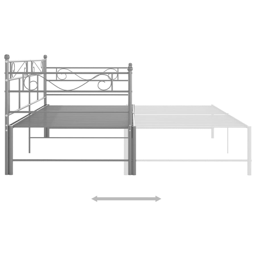 Slaapbankframe Uittrekbaar Metaal 90X200 Cm Grijs