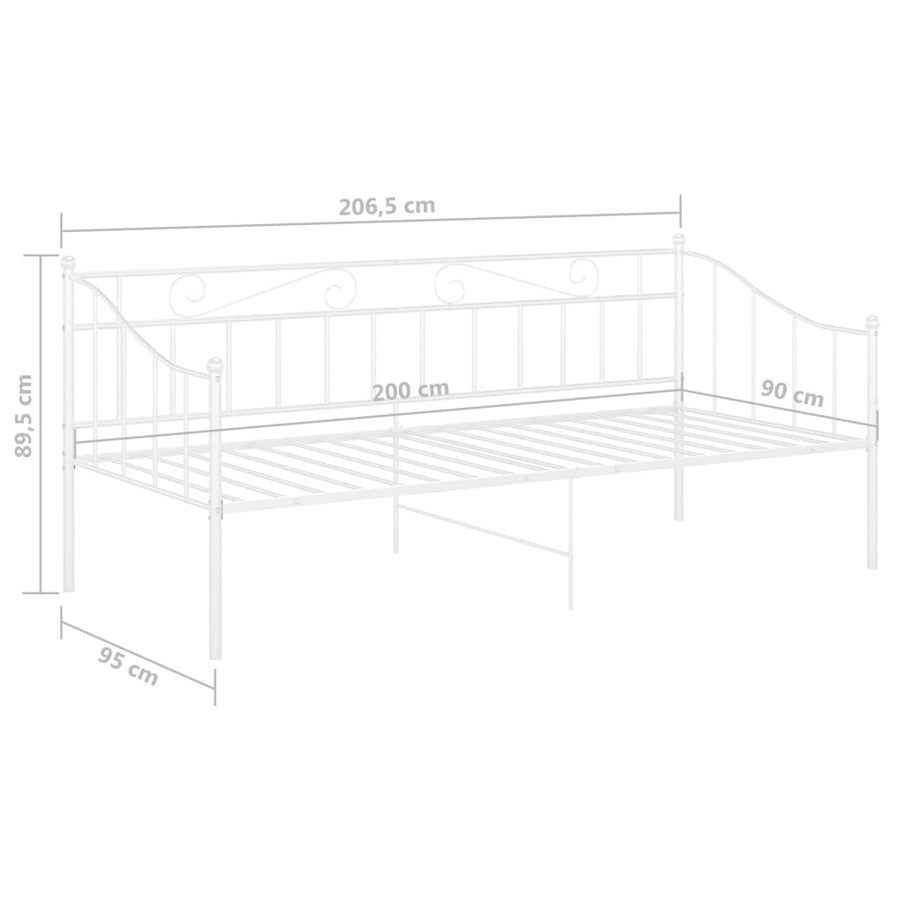 Slaapbankframe Metaal 90X200 Cm Wit